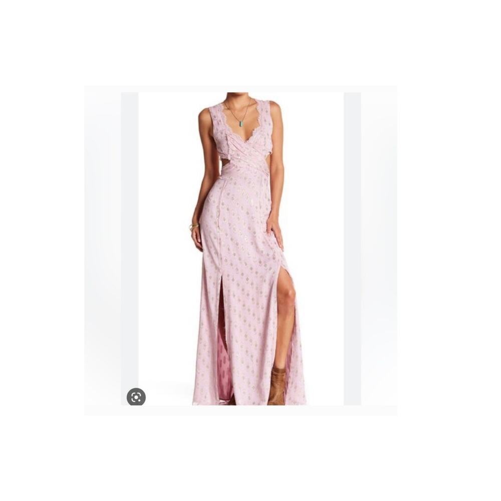 Free People Cross My Heart Jacquard Metallic Cutouts Maxi Dress Size: 2